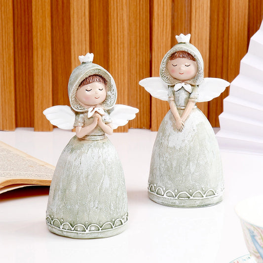 Green Hooded Serene Angel Showpiece