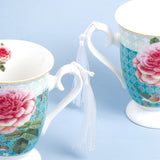 Floral Tassel Ceramic Mug Set