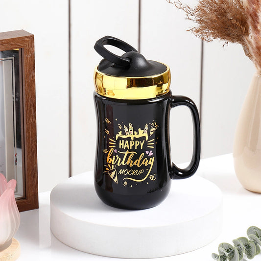 Happy Birthday Ceramic Mug With Lid