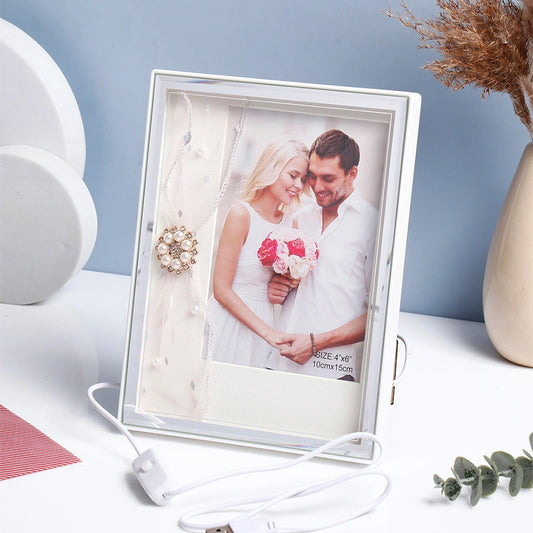 Pearl & Crystal Embellished LED Photo Frame