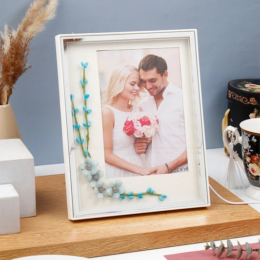 Blue Floral Vine Embellished LED Photo Frame