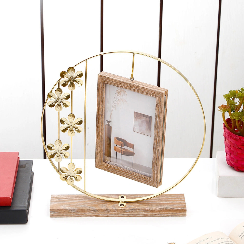 Golden Halo Floral Hanging Photo Frame