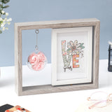 Wooden Box Frame with Hanging Pink Rose Globe