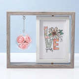 Wooden Box Frame with Hanging Pink Rose Globe