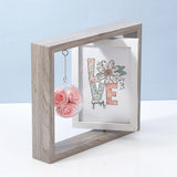 Wooden Box Frame with Hanging Pink Rose Globe