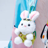 White Plush Bunny Keychain with Sunglasses