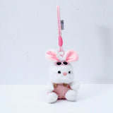 White Bunny Keychain with Pink Sunglasses