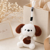 White Plush Puppy Keychain with Cord Loop