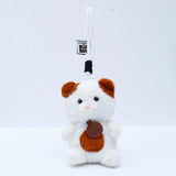 White Plush Bear Keychain with Cord Loop