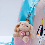 Beige Plush Bunny Keychain with Heart Charm