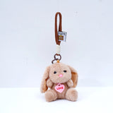 Beige Plush Bunny Keychain with Heart Charm
