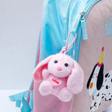 Pink Plush Bunny Keychain with Cord Loop