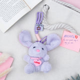 Purple Plush Bunny Keychain with Heart Charm