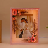 Pink LED Photo Frame with Floral Corners