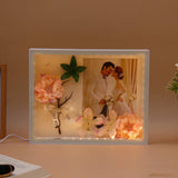 White LED Photo Frame with Floral & Leaf Accent