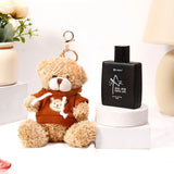 Dark Brown Teddy Bear Keychain With Perfume
