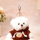 White Hoodie Teddy Bear Keychain
