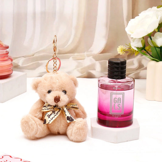 Light Brown Teddy Bear Keychain With Perfume
