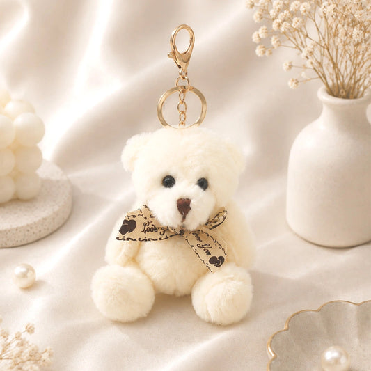 White Teddy Bear Keychain