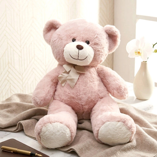Pink Teddy Bear Soft Toy with Bow - Large