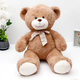 Brown Teddy Bear Soft Toy with Bow - Large