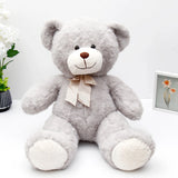 Grey Teddy Bear Soft Toy with Bow - Large