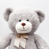Grey Teddy Bear Soft Toy with Bow - Large