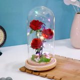 Archies Red Rose Bouquet LED Glass Dome Showpiece