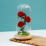 Archies Red Rose Bouquet LED Glass Dome Showpiece