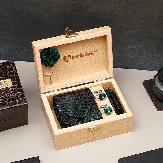 Emerald-Green-Geometric-Tie-Set
