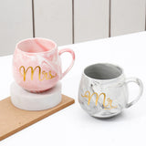 Mr. and Mrs. Pink & Grey Cup Set