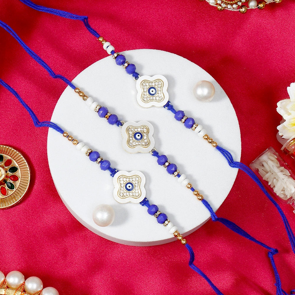 Pack Of 3 Evil Eye Clover Rakhi