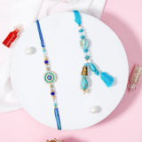 Evil Eye & Turquoise Cameo Tassel Rakhi