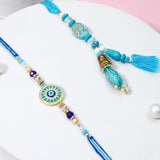 Evil Eye & Turquoise Cameo Tassel Rakhi