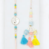 Yin Yang Harmony & Pastel Tri-Tassel Rakhi Set