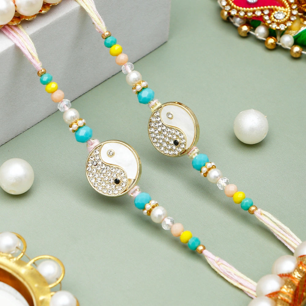 Pack Of 2 Yin Yang Rhinestone Rakhi