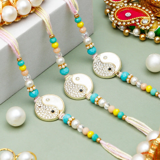 Pack Of 3 Yin Yang Rhinestone Rakhi