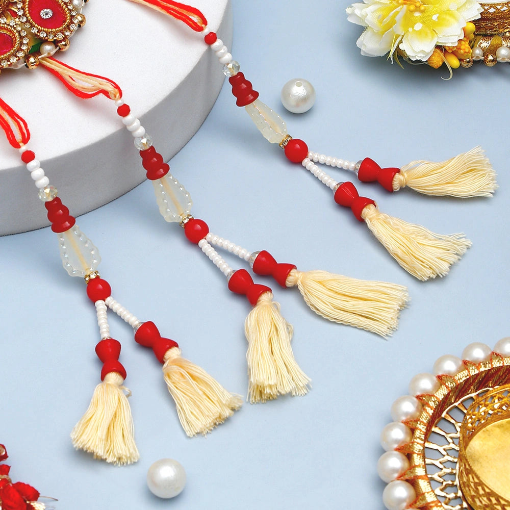 Pack Of 3 Beads And Pearls Lumba Rakhi