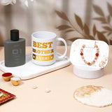 Rudraksha Pearl Beaded Rakhi & UXR Classic Oud Perfume Mug Set
