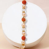 Rudraksha Pearl Beaded Rakhi & UXR Classic Oud Perfume Mug Set