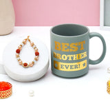 Rudraksha Rakhi for Brother with Green Mug - Pearl Rakhi Gift for Raksha Bandhan