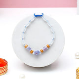 Stone Rakhi Gift Set for Brother with Best Brother Ever Mug - Lavender Bead Rakhi