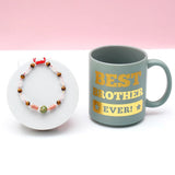 Gemstone Rakhi for Brother with Best Brother Ever Mug - Rakhi Gift Combo