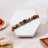 Oxidised Rudraksha Rakhi for Brother with Mug - Raksha Bandhan Gift Set