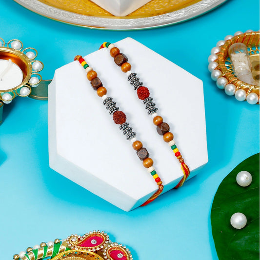 Pack Of 2 Rudraksh Wooden Beads Rakhi