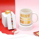 Silver Bead Rudraksha Rakhi for Brother with Best Brother Ever Mug