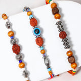 Pack of 3 Rustic Rudraksha Bead Bracelet Rakhis For Brother