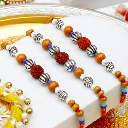 Pack Of 3 Beaded Rudraksh Rakhi
