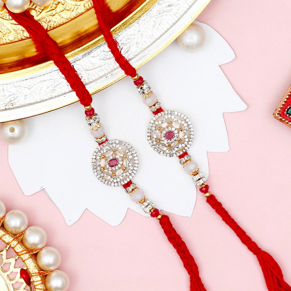Pack Of 2 Royal Ruby Stone Rakhi