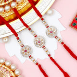 Pack Of 3 Royal Ruby Stone Rakhi
